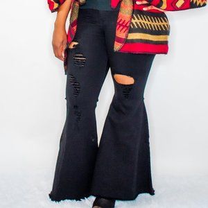 Flare Distress Black Jeans